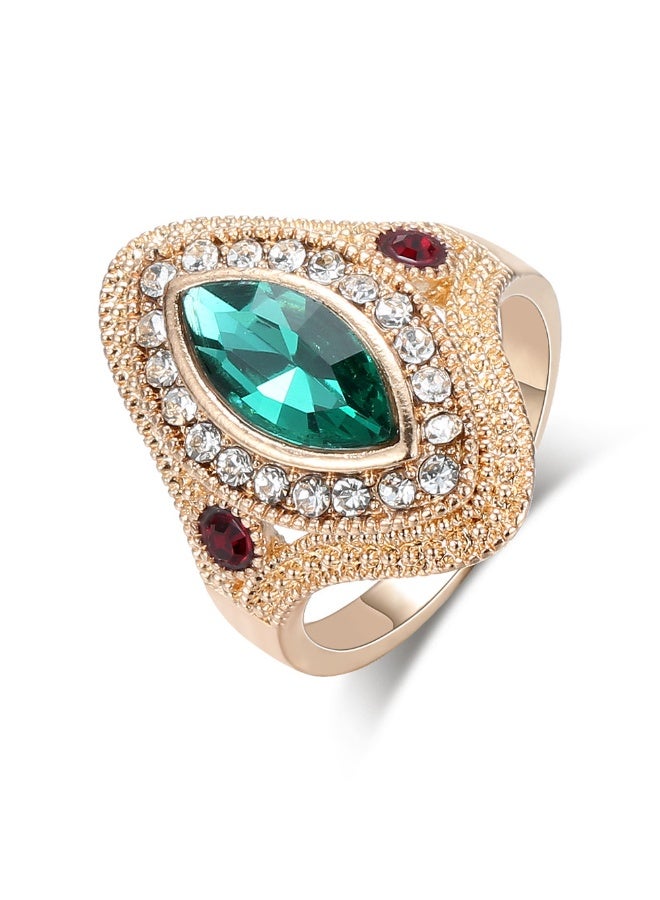 1-Piece Women's Vintage Artificial Crystal Electroplate Ring, Surround Inlaid Synthetic Rhinestone Engagement Ring for Wedding/Anniversary/Party - Image 1